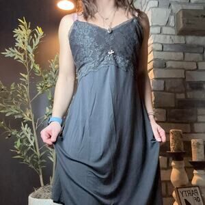 A pea in the pod black maternity night gown with lace and pink bow details